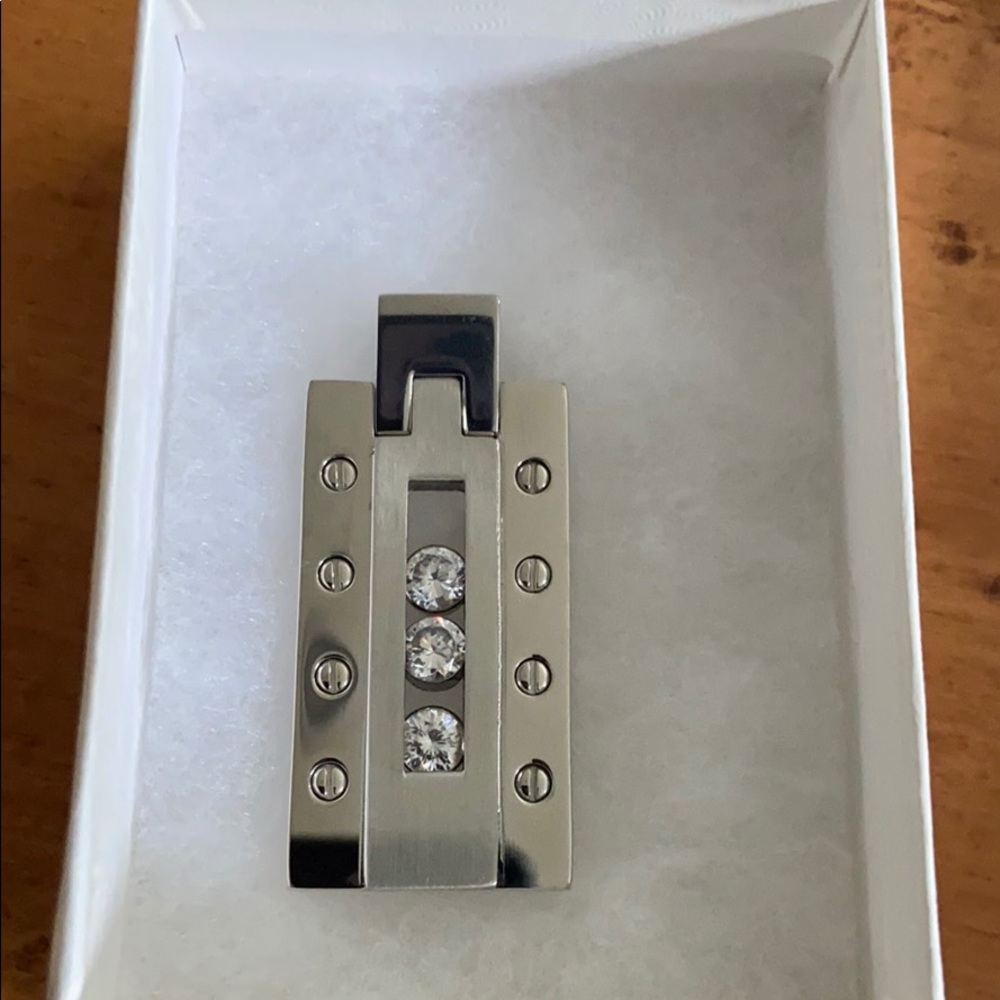 🎸Stainless Steel Rectangle Pendent with 3 CZ